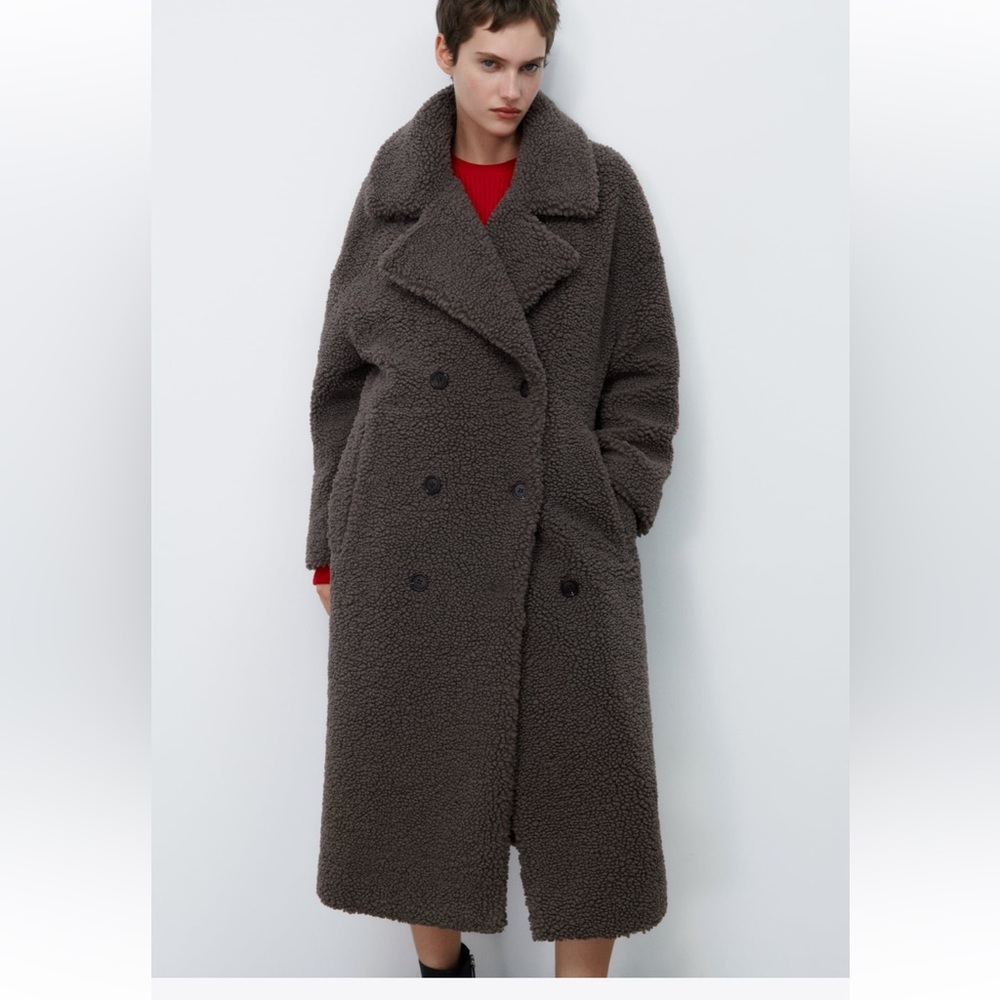 Zara | Double Breasted Fleece Coat